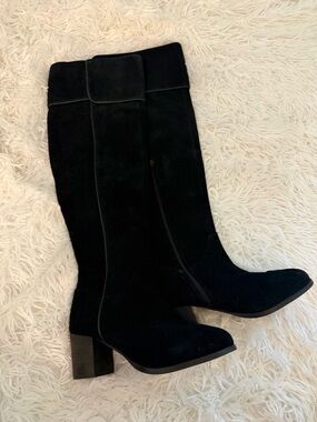 Coconuts by Matisse Piper Black Suede Knee High Boots Size 5.5 Block Heel